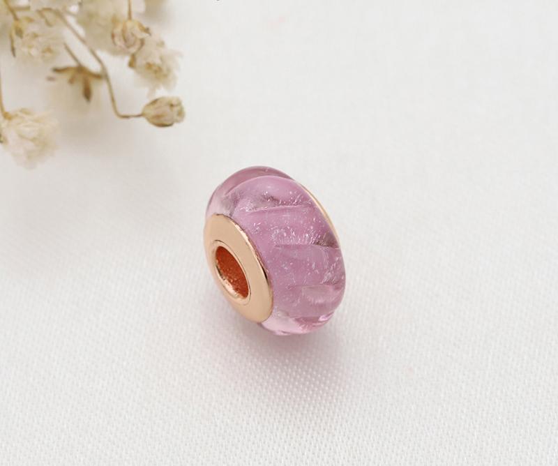 Изображение товара: Амулет-Шарм для браслета и браслета из розового золота с застежкой, розовые бусины для самостоятельного изготовления ювелирных изделий