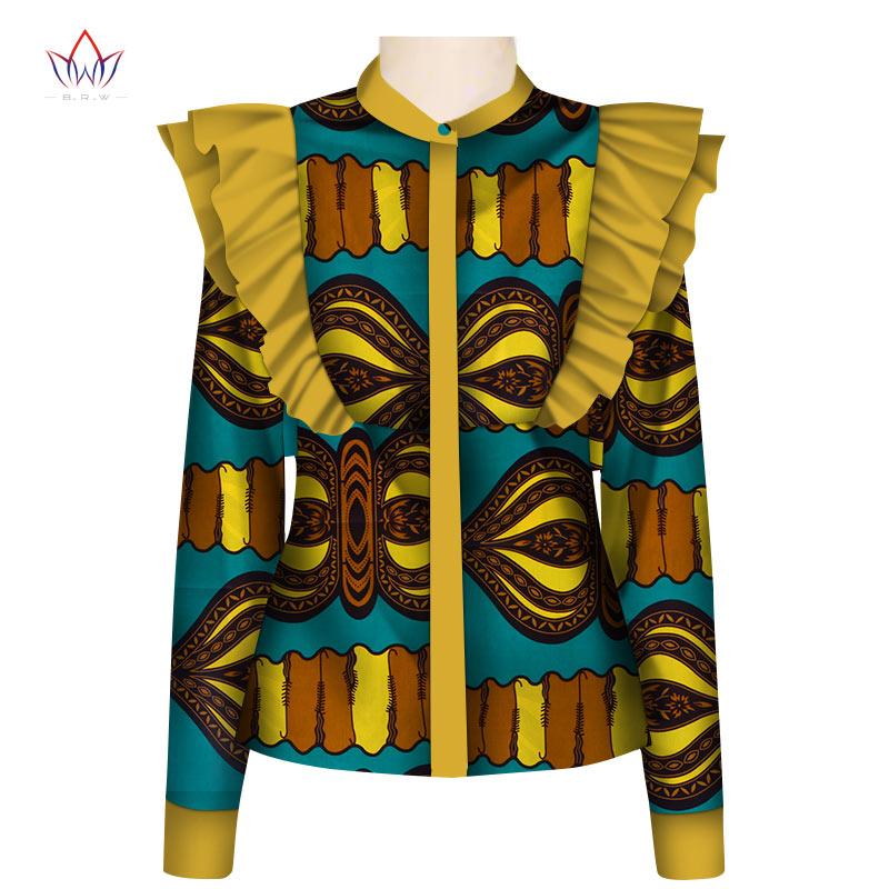 Изображение товара: Осень 2020, африканская одежда для женщин, Дашики с оборками и длинными рукавами, африканская одежда, стандартная африканская одежда WY5010