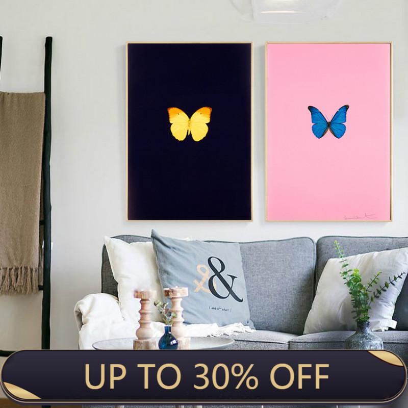 Изображение товара: Современные картины на холсте с изображением цветных бабочек, настенные картины, домашний декоративный плакат и принты для гостиной