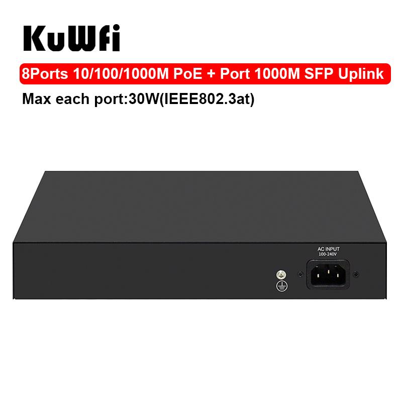 Изображение товара: KuWFi 4/8/16/24 POE порты Gigabit POE коммутатор 10/100/1000 Мбит/с IEEE802.3AF/AT Стандартный RJ45 концентратор коммутатор расширение передачи 250 м