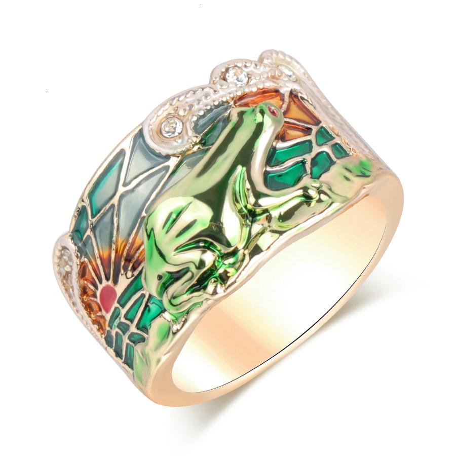 Изображение товара: Горячие ювелирные изделия животных кольца с лягушкой модное зеленое эмалевое широкое кольцо для женщин вечерние Винтажные Ювелирные изделия с кристаллами 2020 Новинка