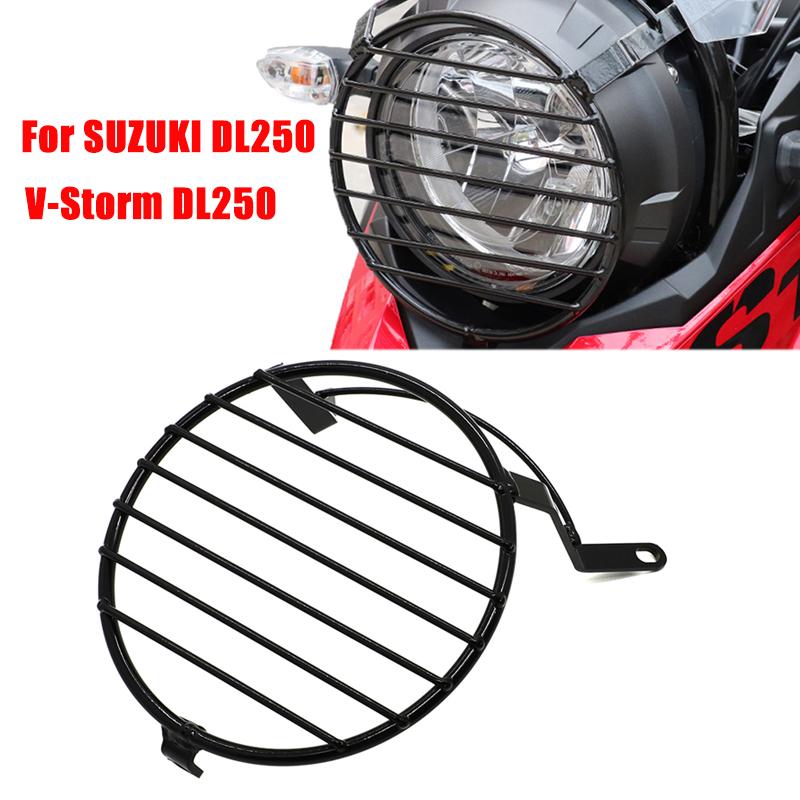 Изображение товара: Налобный фонарь для мотоцикла SUZUKI DL250 DL 250, сетчатый налобный фонарь для гриля, защита налобного фонаря V-Storm VSTORM DL250, защита налобного фонаря, черный