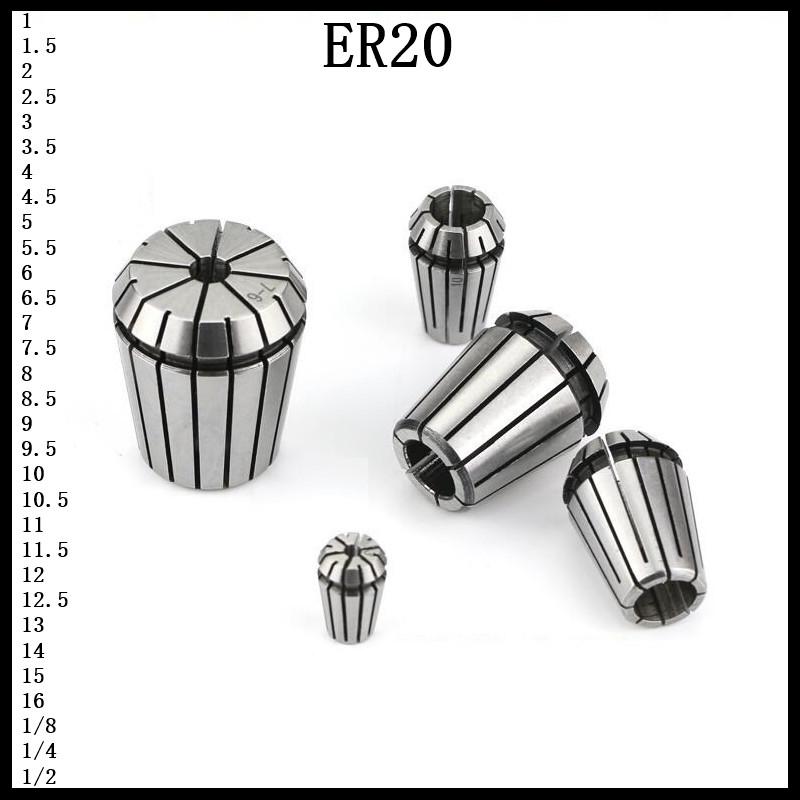 Изображение товара: ER20 1 мм --- 16 мм, 1/8 мм, 1/4 мм, 1/2 мм ER прецизионный пружинный цанговый патрон для фрезерных инструментов с ЧПУ держатель двигатель шпинделя гравировального станка