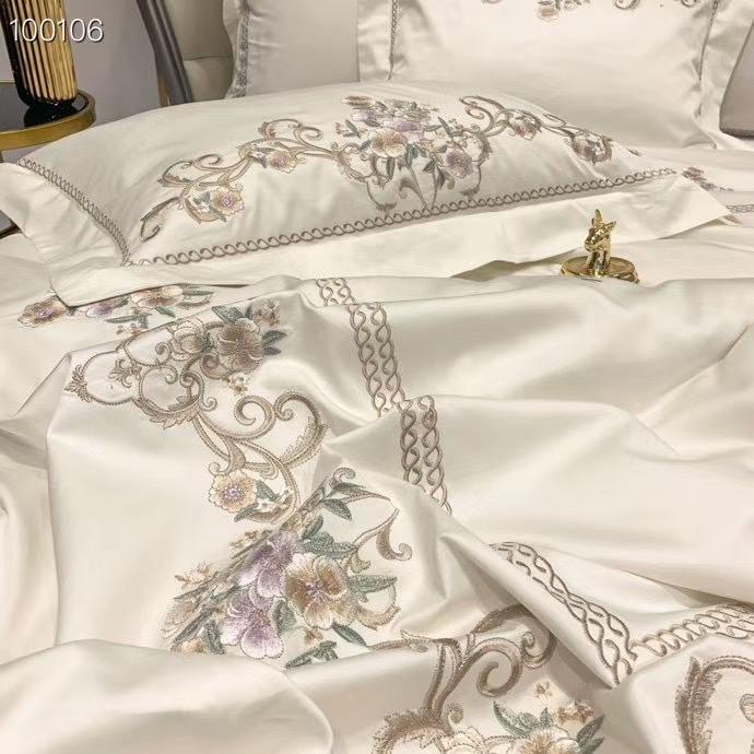 Изображение товара: Роскошный комплект постельного белья 1000TC из египетского хлопка с цветочной вышивкой, Королевский пододеяльник, простыня