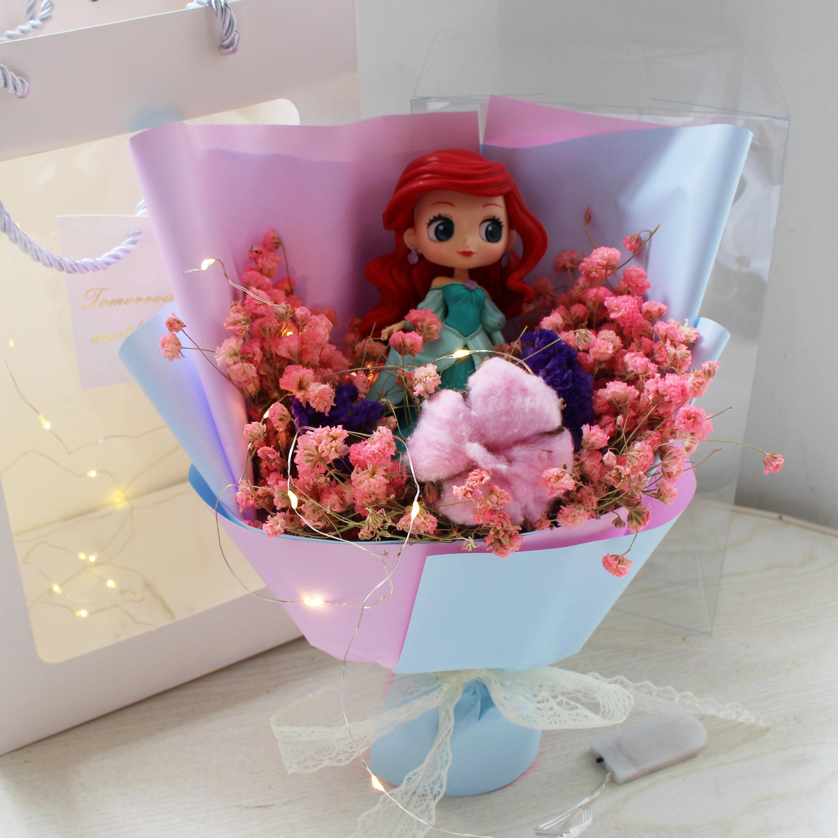 Изображение товара: 8 шт. милые игрушки принцессы мультяшный букет Подарочная коробка с искусственными цветами креативные подарки на выпускной/День рождения/День Святого Валентина