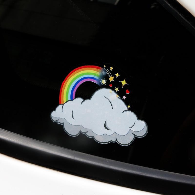 Изображение товара: Noizzy, модные наклейки для автомобиля, виниловые наклейки в виде солнцезащитной облачности, дождливое окно, лозунг, радуга, мотоцикл, топливо, лобовое стекло, Стайлинг автомобиля