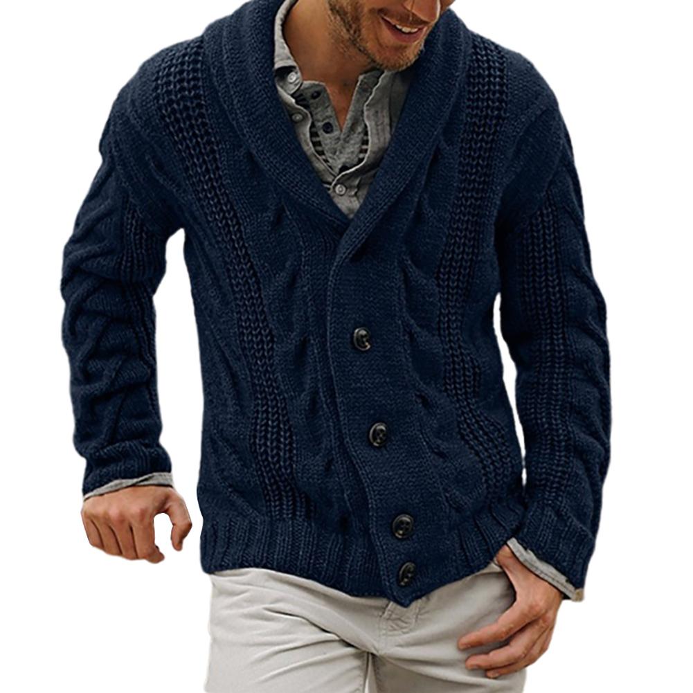 Изображение товара: Мужской однотонный вязаный свитер, кардиган с пуговицами, теплая куртка, Повседневный Кардиган, Осень-зима