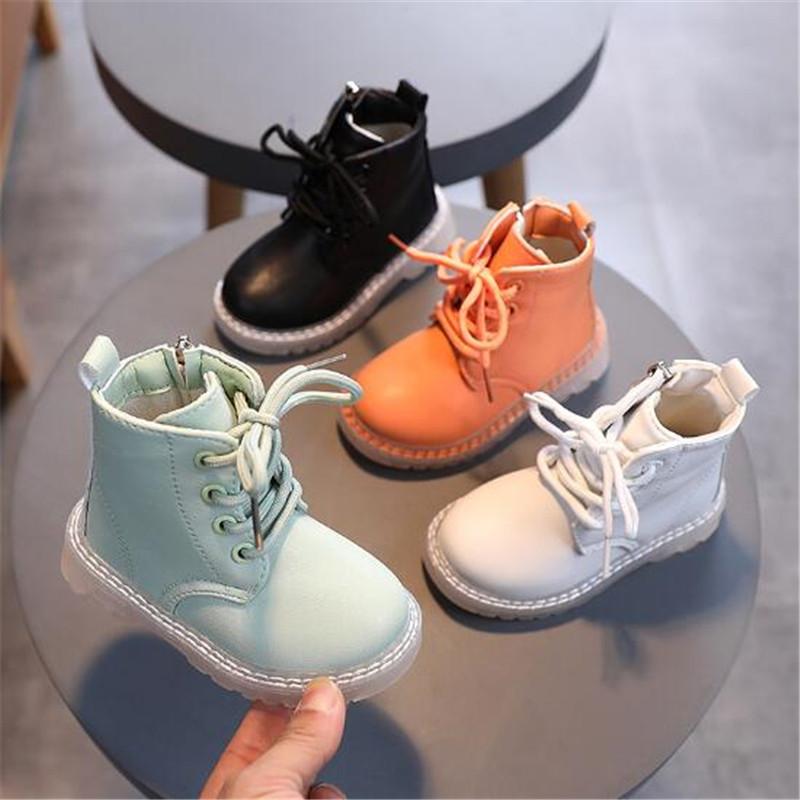 Изображение товара: Детские Ботинки Martin в британском стиле; Модные тонкие ботинки на молнии с мягкой нескользящей подошвой; Ботильоны из искусственной кожи для малышей