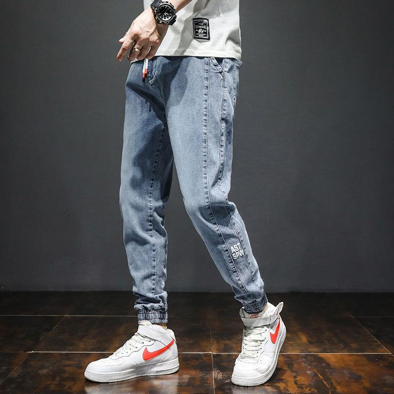 Изображение товара: Весенне-летние джинсы для подростков мужские свободные 2022 корейские мужские повседневные штаны-шаровары в стиле Harlan