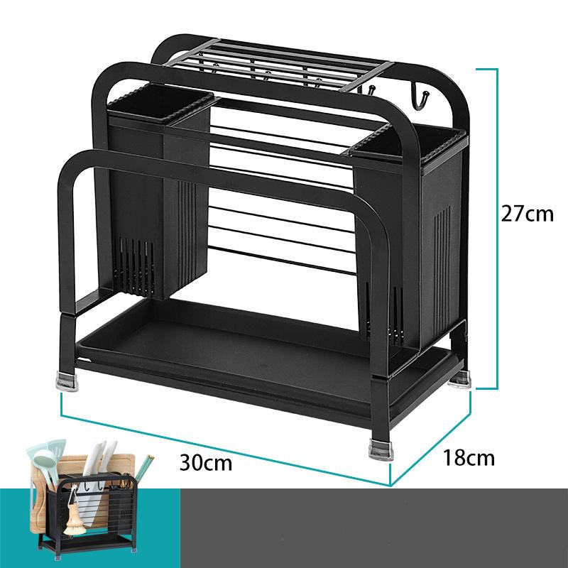Изображение товара: Металлическая подставка Ножи держатель столовые приборы стеллаж для хранения с лоток-сушилка разделочная доска Органайзер, кухонные аксессуары полка контейнер