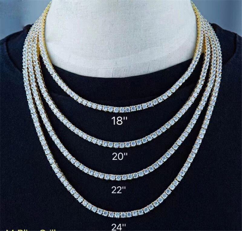 Изображение товара: Хип-Хоп Кристалл ювелирные изделия льдом теннисная цепь для мужчин массивное ожерелье кубический циркон замороженный Майами кубинское звено цепь ожерелье ювелирные изделия