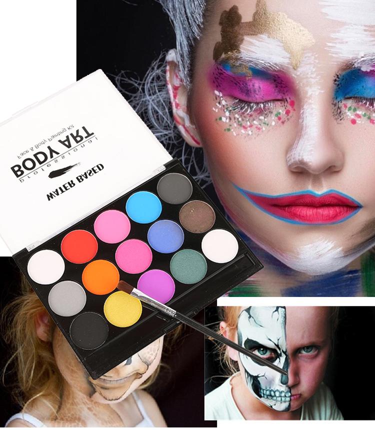Изображение товара: Новая масляная краска для боди-арта, 15 цветов, косметика, краска для лица, набор для макияжа на Хэллоуин, краска для тела, хна, водостойкая татуировка