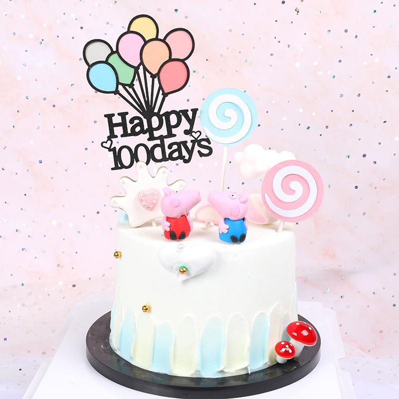 Изображение товара: Бумажный красочный воздушный шар для новорожденного ребенка 1 день рождения торт Топпер для ребенка 100 дней украшение для торта вечерние принадлежности для детского душа