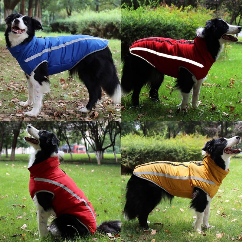 Изображение товара: Теплая зимняя одежда для собак, светоотражающая одежда для щенков, жилет, удобная флисовая куртка для домашних питомцев, пальто для маленьких, средних и больших собак
