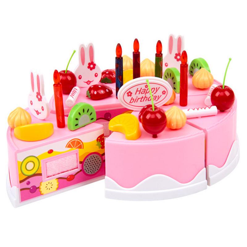 Изображение товара: 37 штук или 75 штук кухонные игрушки, ролевые игры, фрукты, торт на день рождения, «сделай сам», крем, чайный набор, игрушка для еды, розовые девочки, Детские кастрюли, Набор