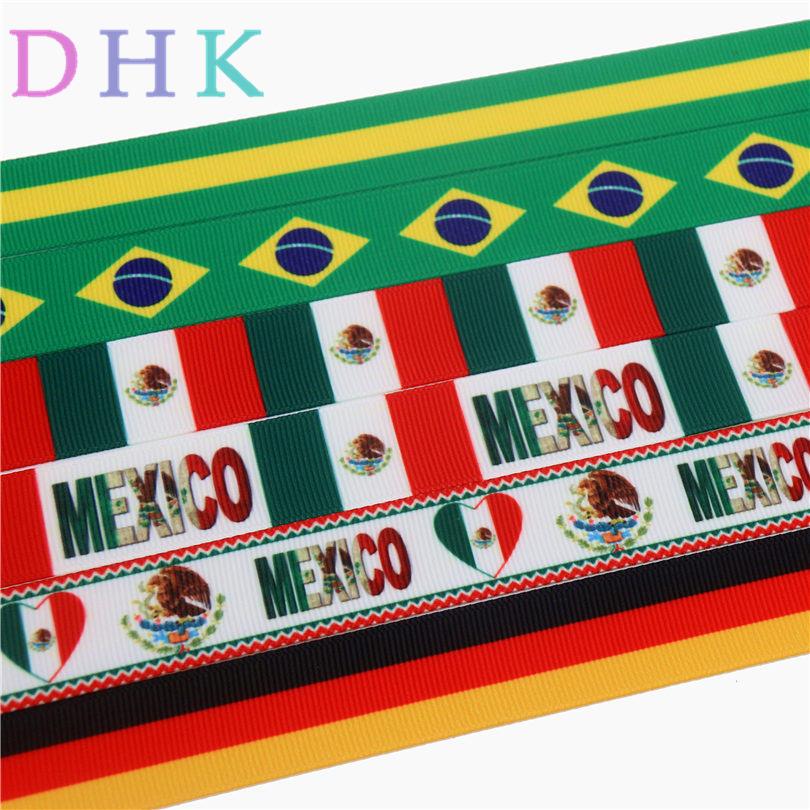 Изображение товара: DHK 7/8 ''5 ярдов, бразильский Мексиканский Флаг gemany, печатная корсажная лента, аксессуар, бант для волос, головной убор, украшение «сделай сам» 22 мм E1227