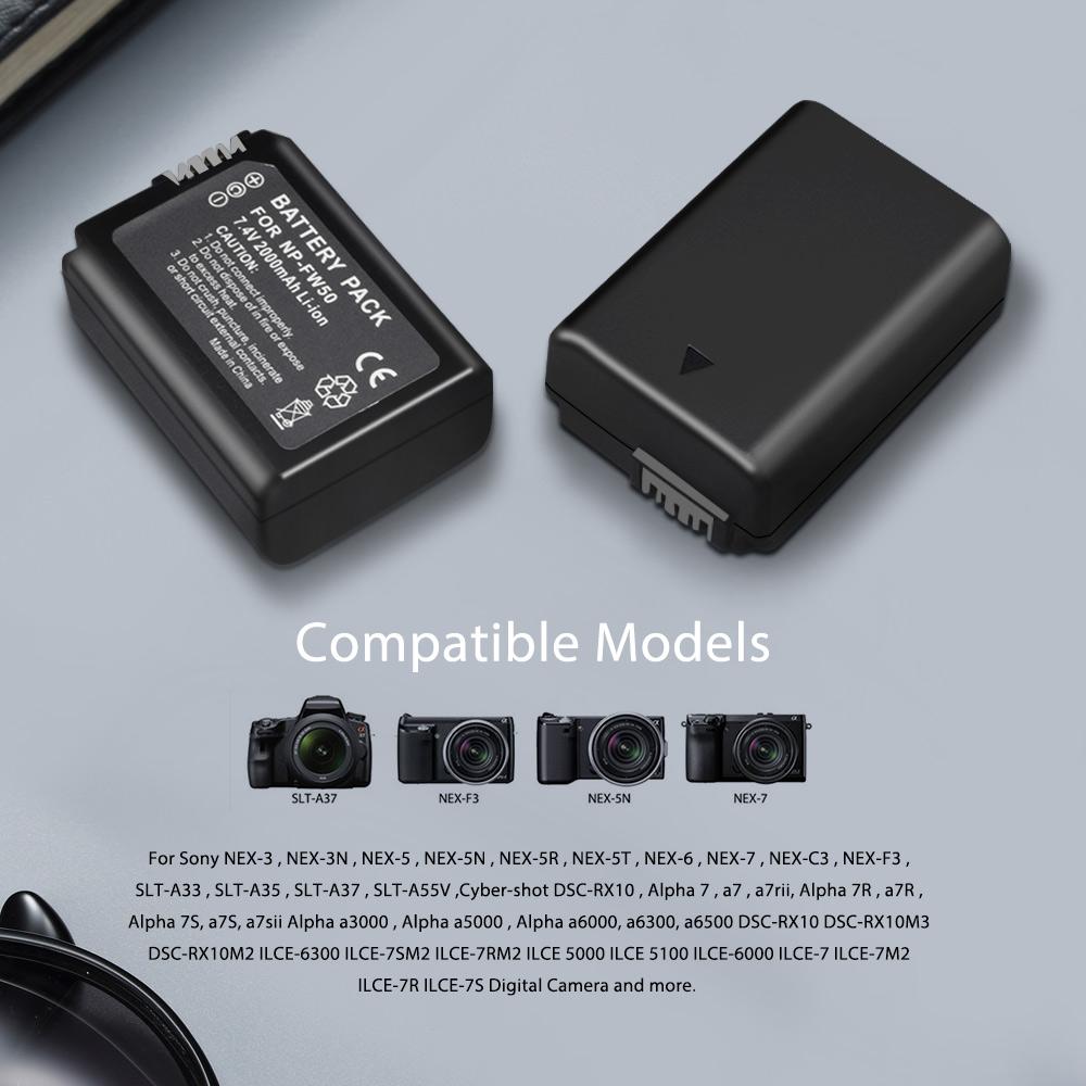 Изображение товара: NPFW50 NP FW50 NP-FW50 Батарея для Sony Камера Батарея + ЖК-дисплей USB Dual Зарядное устройство для объективов цифрофой камеры Sony Alpha a6500 a6300 a6000 a5000 a3000 NEX-3N
