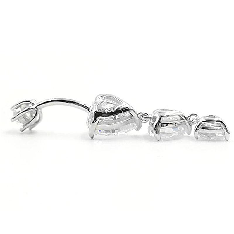 Изображение товара: Женское кольцо на пупок с кристаллами сердца, антиаллергенное Ювелирное Украшение для пирсинга пупка из серебра 925 пробы