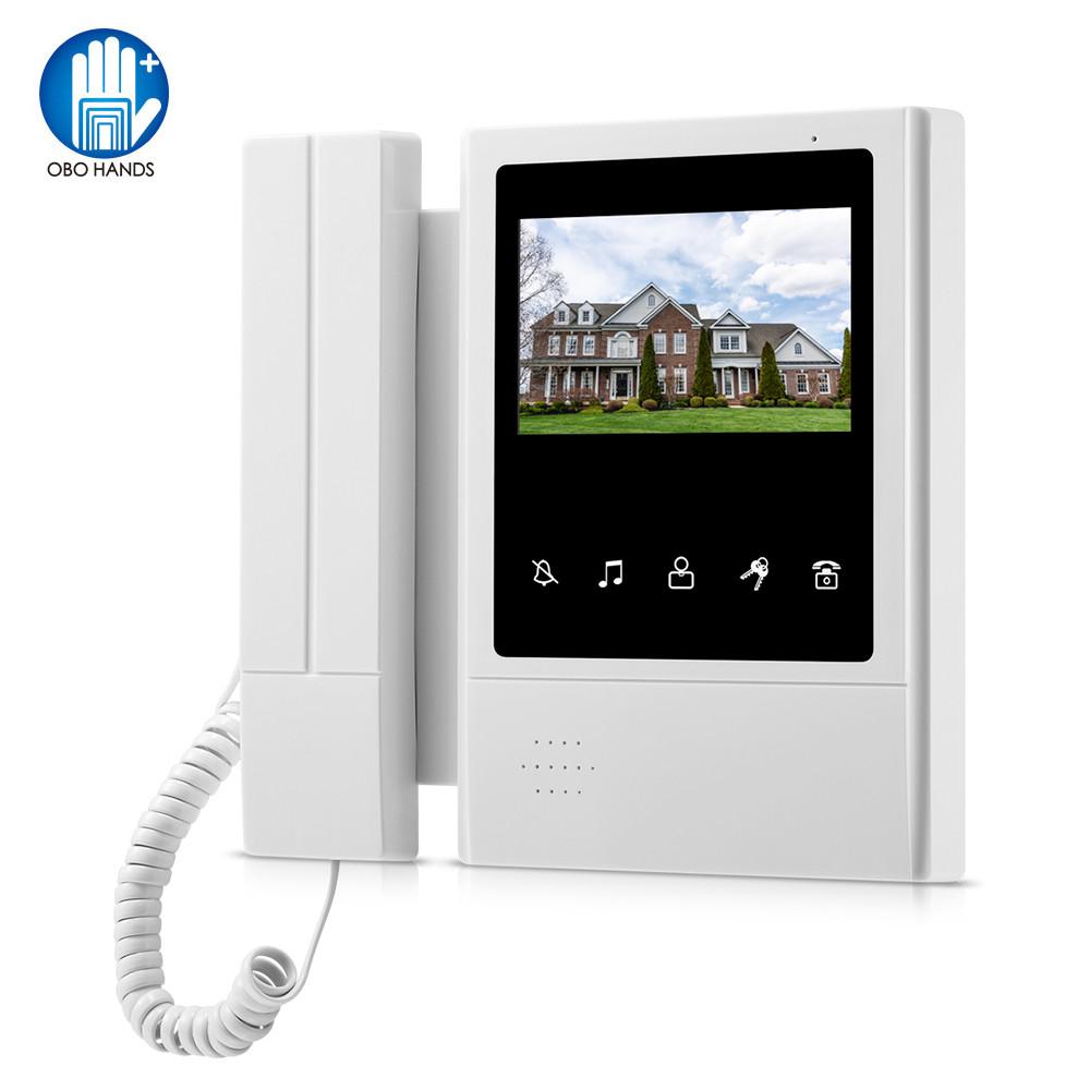 Изображение товара: Видеодомофон, проводной дверной звонок 4,3 дюйма, внутренний монитор TFT-LCD, цветной экран, двусторонняя аудиосвязь для домашнего использования