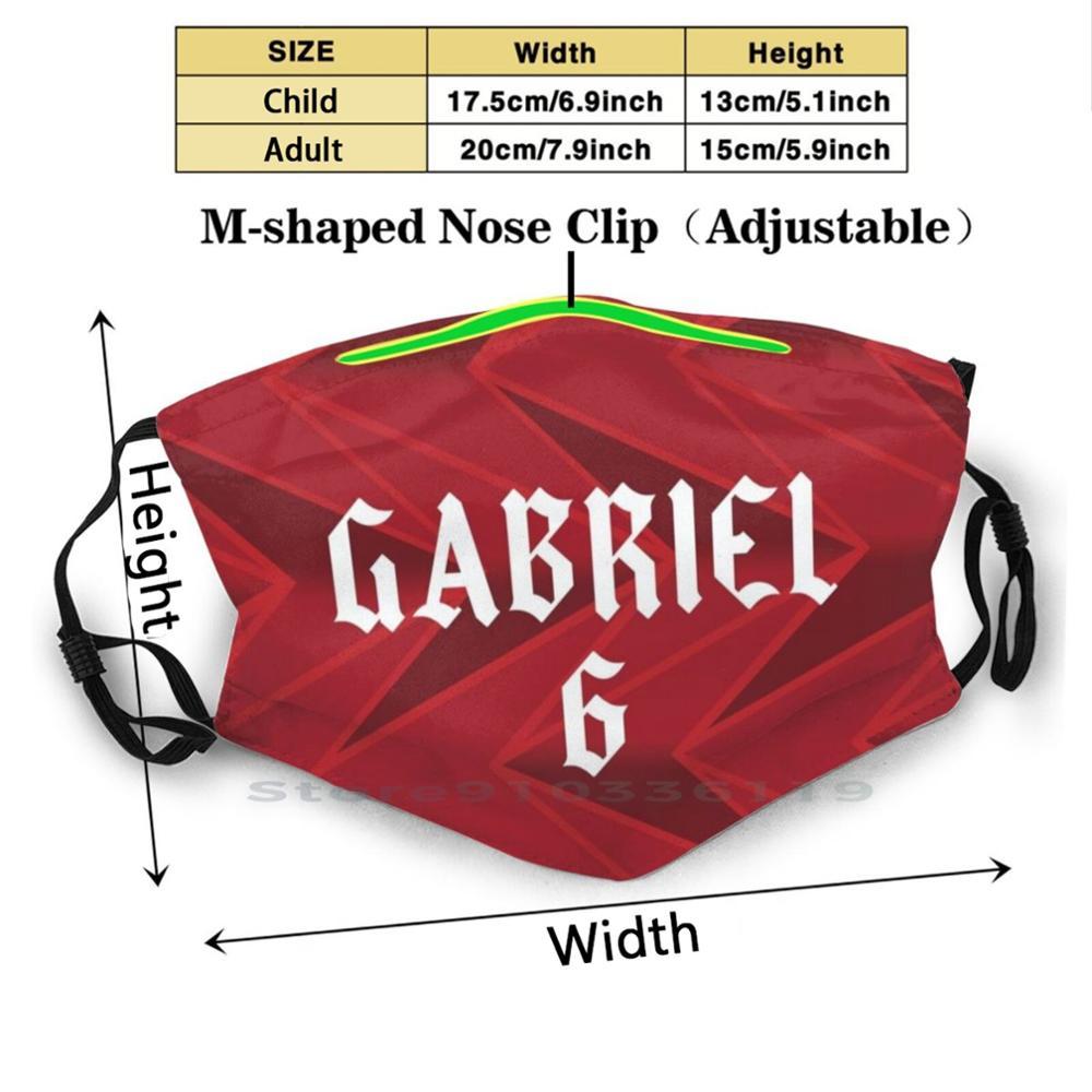 Изображение товара: Рубашка Габриэль 20/21, многоразовый фильтр Pm2.5, «сделай сам», маска для рта, дети, Габриэль 6 2020 2021, Gunners Red North London Soccer
