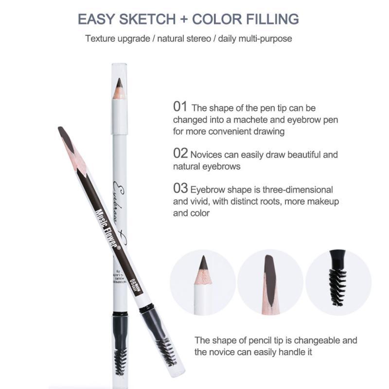 Изображение товара: 2020 6 цветов карандаш для бровей долговечный водонепроницаемый не выцветающий черный коричневый 3D натуральный дикий бровей инструмент для бровей T1035