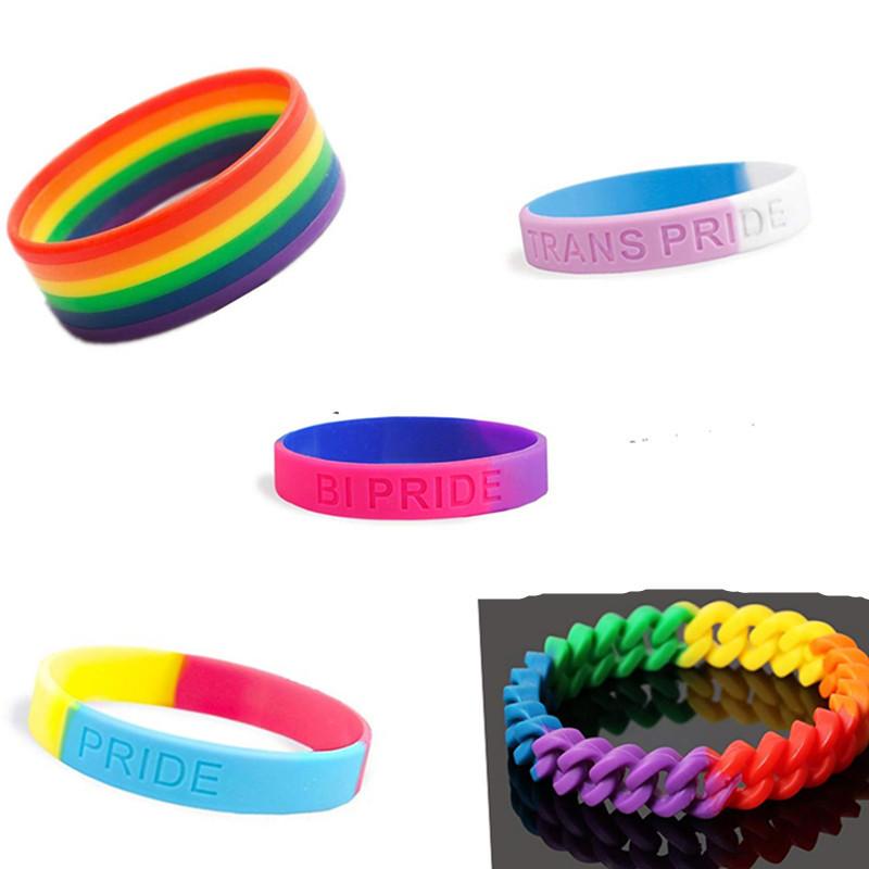 Изображение товара: Радужный силиконовый браслет ЛГБТ гордость Мальчик девушка символ Гей Гордость мужские и женские ювелирные изделия