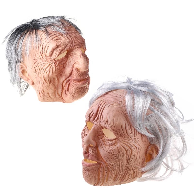 Изображение товара: Хэллоуин головной убор смешная бабушка/дедушка латексная маска парик для пожилых косплей маска для лица маскарадный реквизит для выступлений