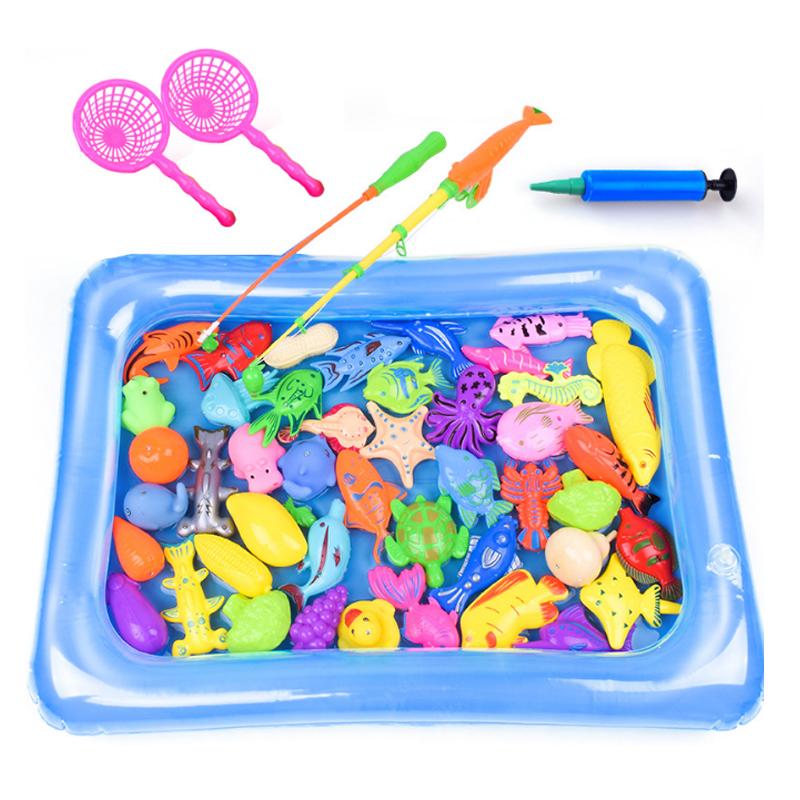 Изображение товара: 32 шт., 47 шт./лот, магнитная рыболовная игрушка, надувная удочка для бассейна, набор для детей, детская модель, игра на открытом воздухе, рыболовная игра, пластиковая игрушка для рыбы