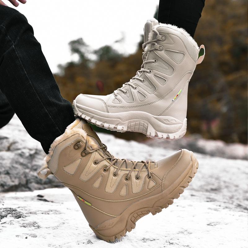 Изображение товара: Мужские зимние ботинки унисекс, военные ботинки спецназа, уличные водонепроницаемые мужские тактические ботинки, плюшевые теплые женские ботинки