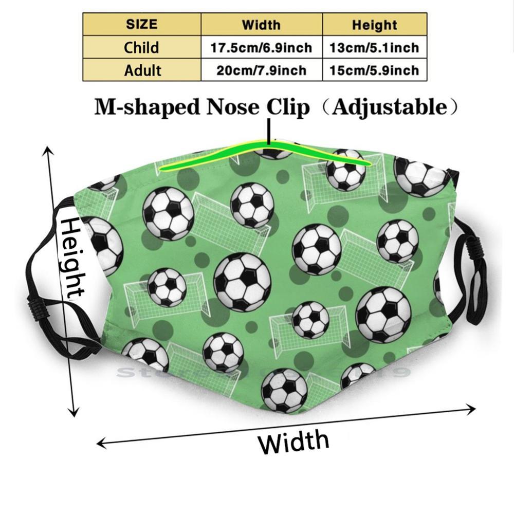 Изображение товара: Футбольный мяч и гол зеленый узор-зеленая многоразовая маска для лица с фильтрами для детей зеленый футбольный мяч