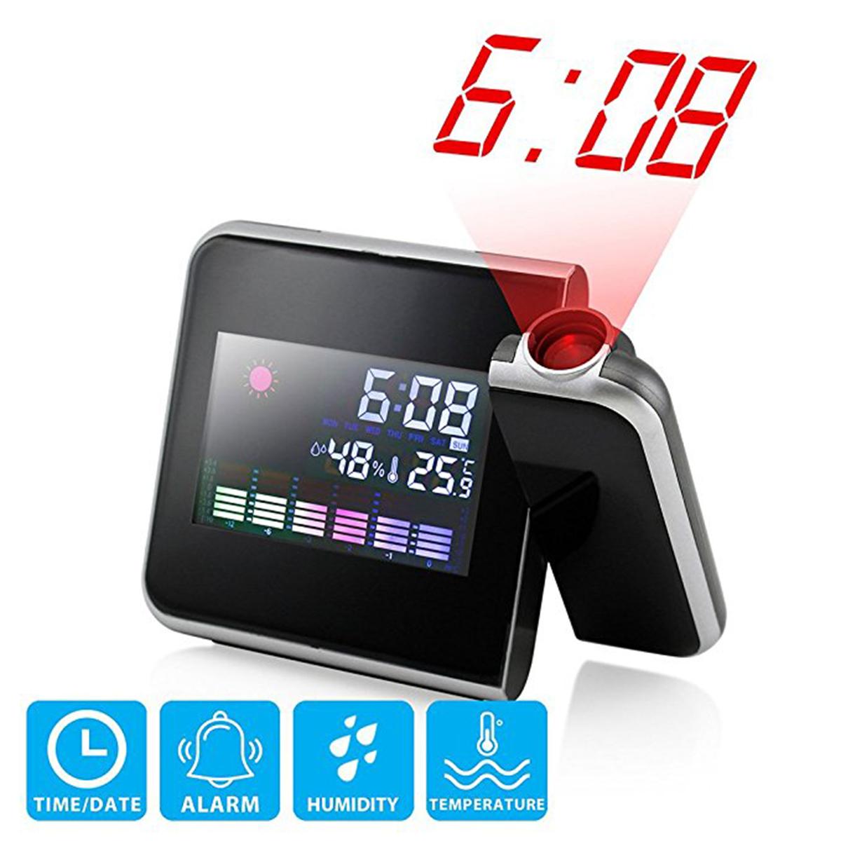 Изображение товара: Часы-Будильник Многофункциональные цифровые, настольные светодиодные часы с функцией повтора, покасветодиодный погоды, температуры, календаря, времени