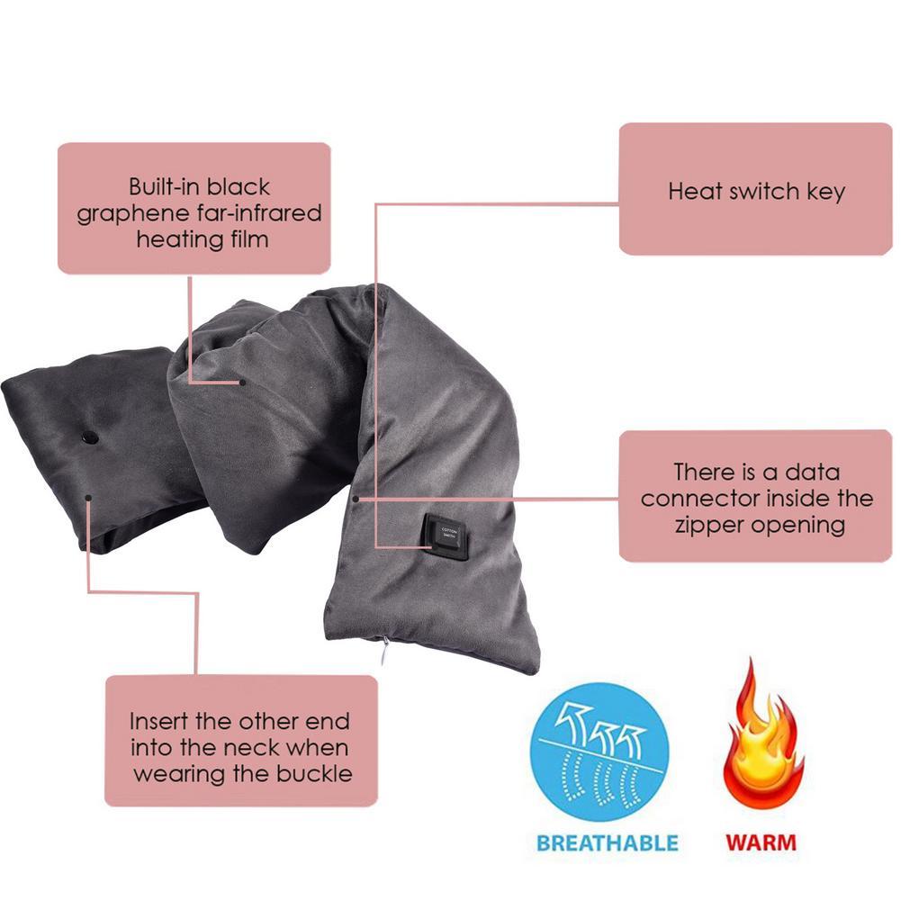 Изображение товара: Шарф с подогревом и регулировкой температуры, Быстронагревающийся походный шарф с зарядкой от USB, шаль, грелка для шеи