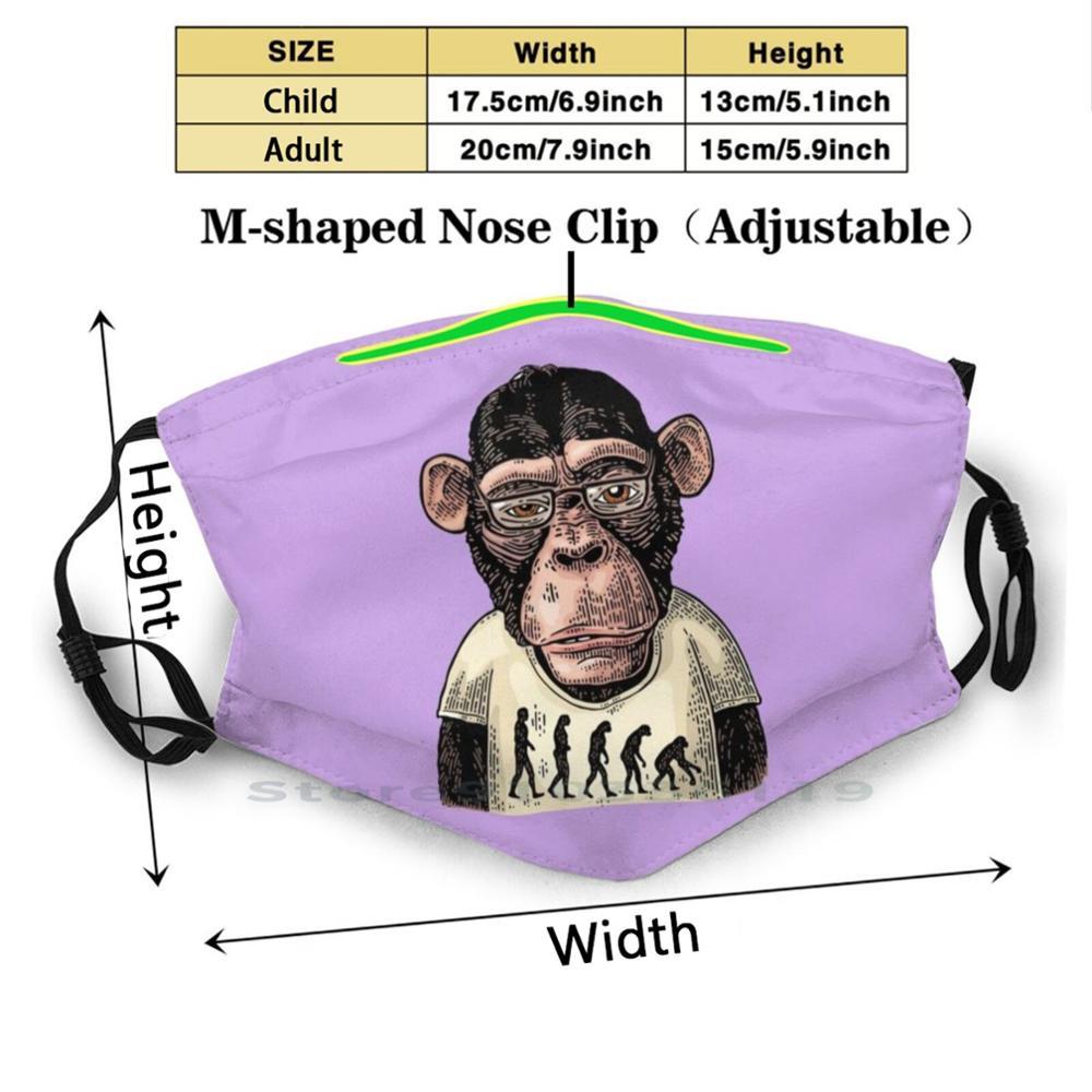 Изображение товара: Многоразовая маска для рта Pm2.5 с принтом обезьяны, детская маска с фильтром «сделай сам», забавные животные, арктические обезьяны, крутые животные, хипстерские, Лев, мемы, аниме