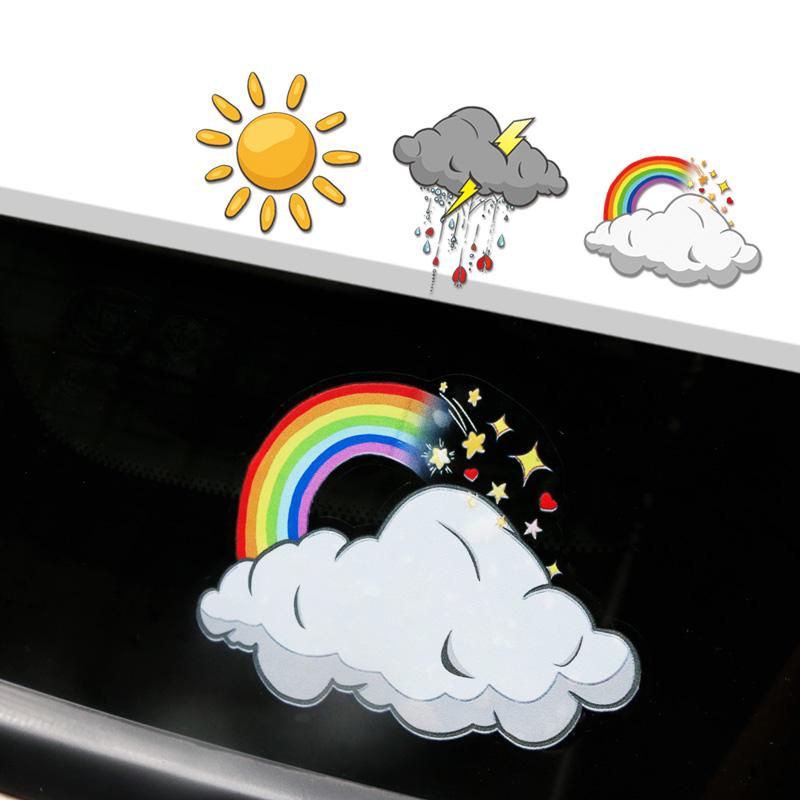 Изображение товара: Noizzy, модные наклейки для автомобиля, виниловые наклейки в виде солнцезащитной облачности, дождливое окно, лозунг, радуга, мотоцикл, топливо, лобовое стекло, Стайлинг автомобиля