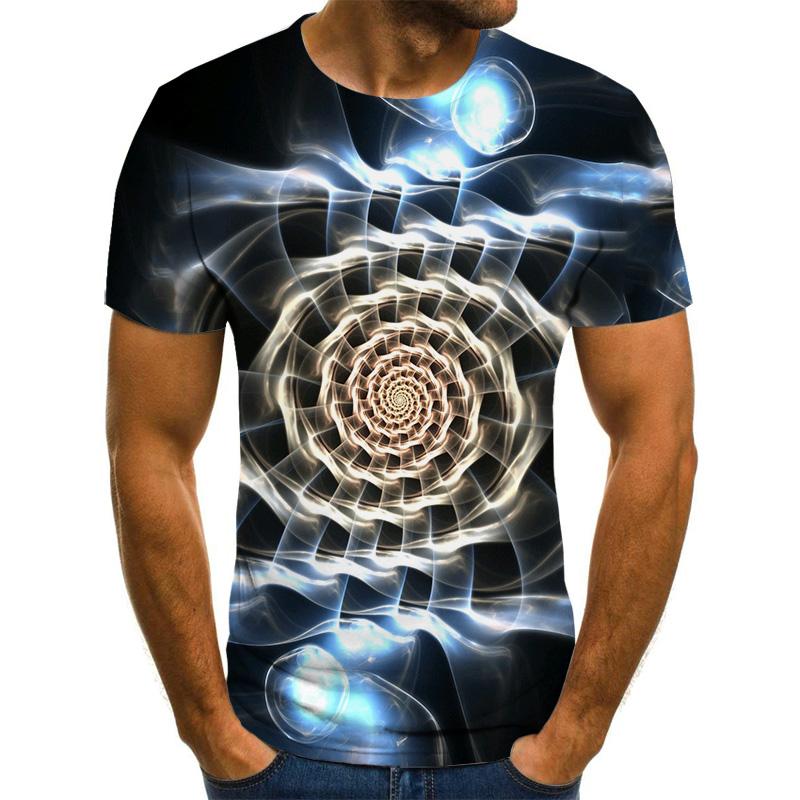 Изображение товара: Новинка 2020, футболка с трехмерным графическим рисунком, мужские повседневные топы, забавная 3D Мужская футболка, летняя рубашка с круглым вырезом, женская уличная одежда