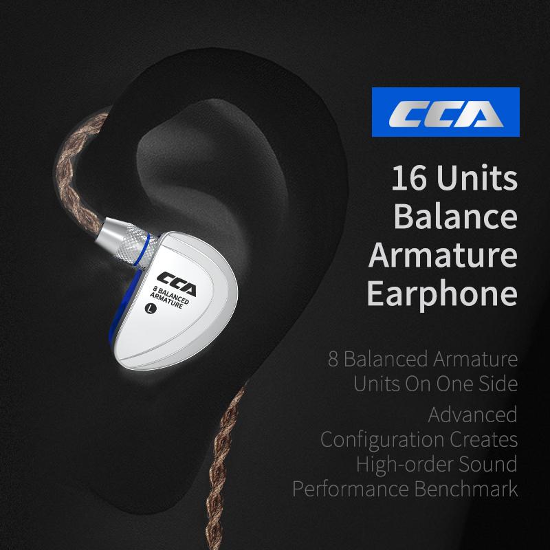 Изображение товара: Внутриканальные наушники CCA C16 8BA, сбалансированные Hi-Fi наушники для мониторинга, гарнитура со съемным отсоединяемым 2-контактным кабелем