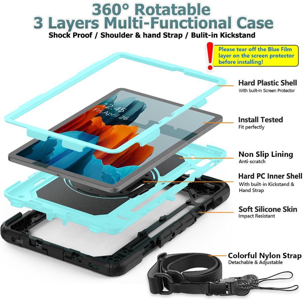 Изображение товара: Чехол HXCASE с поворотом на 360 градусов для Samsung Galaxy Tab S7 2020 11 дюймов SM T870 T875 со встроенной подставкой и плечевым ремнем