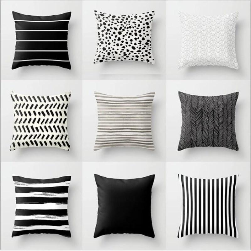 Изображение товара: Nordic геометрический подушки покрытия двухсторонняя черный, белый цвет СЕРЫЙ наволочка из полиэстера диван автомобиля дома декоративная наволочка для подушки