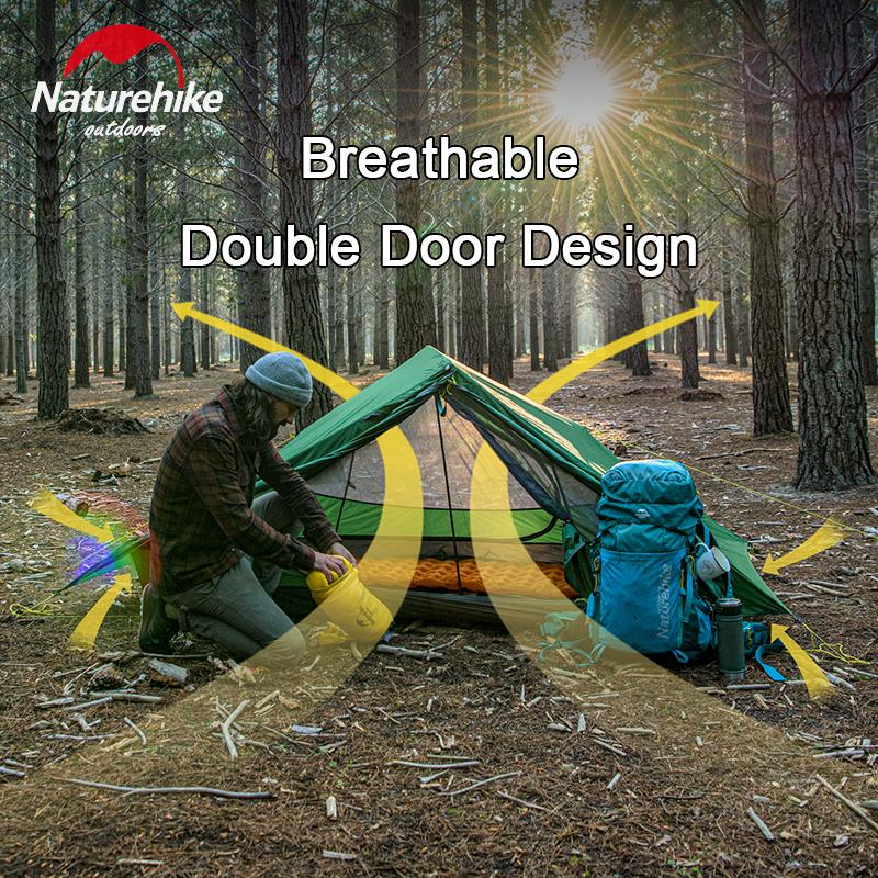 Изображение товара: Naturehike Новая сила UL2 палатка 2 человек для внешнего использования двойная дверь палатки Сверхлегкий 1,4 кг 20D Водонепроницаемый лагерь оборудование с коврик