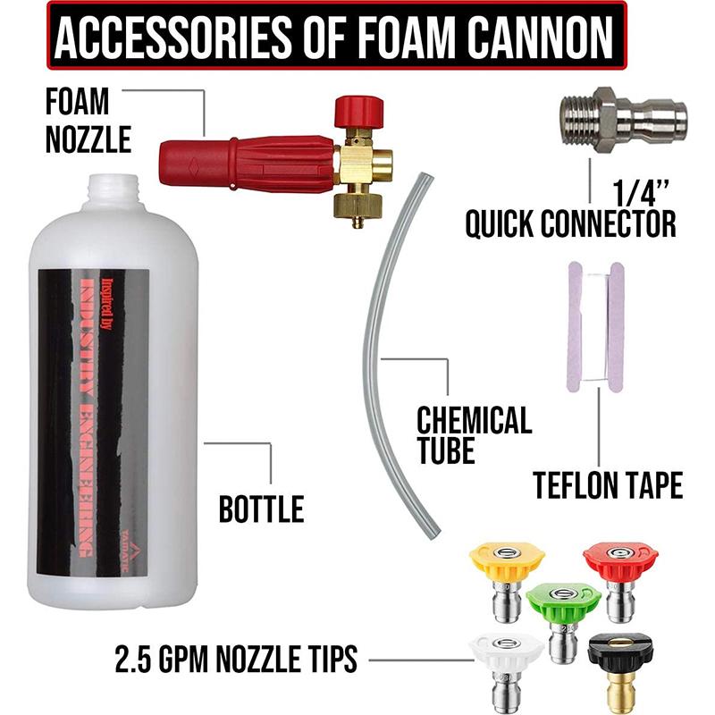 Изображение товара: Пистолет для мойки высокого давления YAMATIC, 5000 фунтов на кв. дюйм/345 бар, комплект пистолета для мойки | M22 и 3/8 дюйма, адаптер | Пенопластовая пушка, 10 наконечников сопла