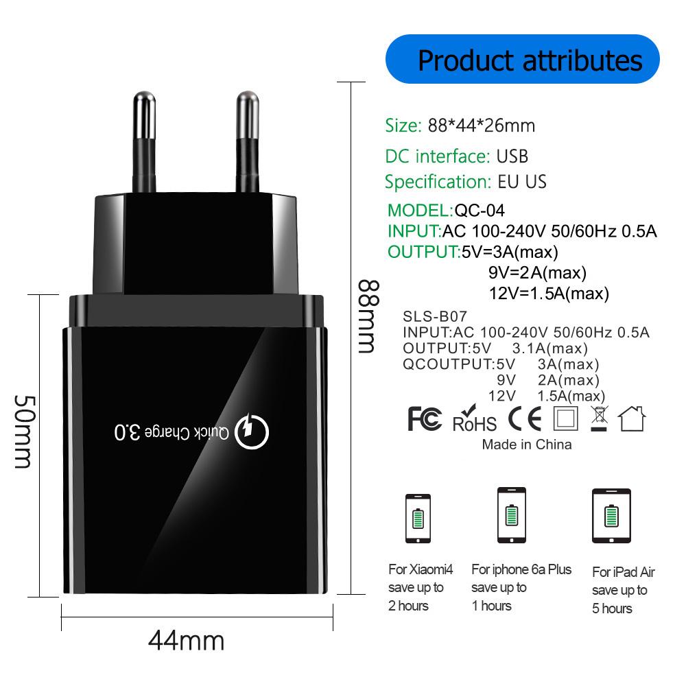 Изображение товара: Сетевое зарядное устройство с 4 USB-портами и поддержкой быстрой зарядки 3,0