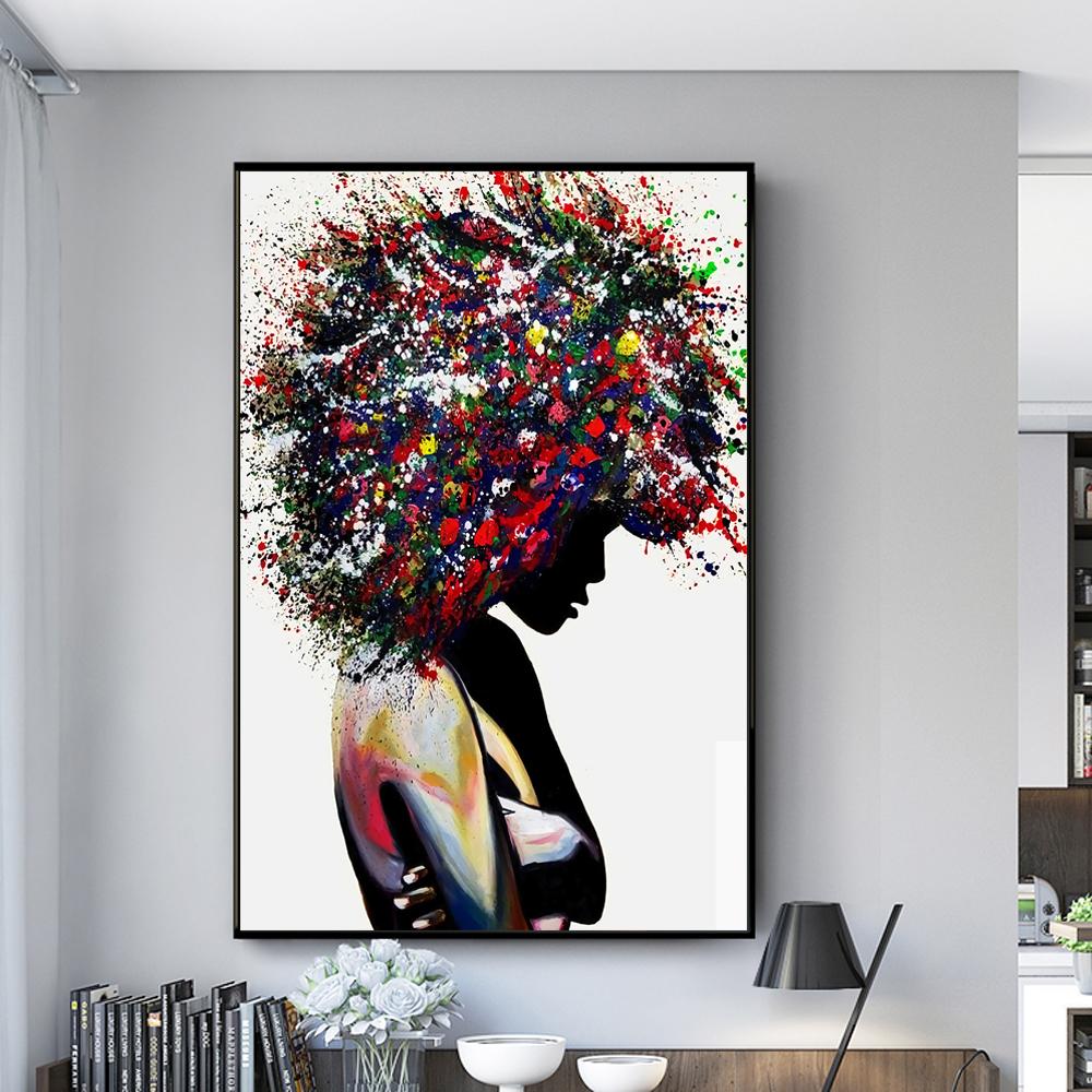Изображение товара: Граффити искусство черная женщина холст планета плакаты и принты Африканская женщина настенное искусство современные картины для дома дизайн