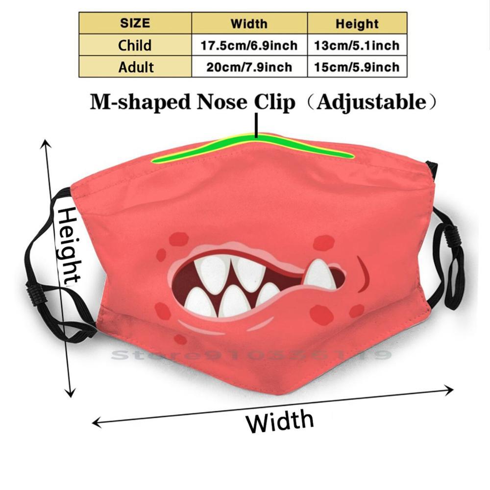 Изображение товара: Монстр рот дизайн Пылезащитный фильтр смываемая маска для лица дети монстр пасть чудовища красный язык страшный Забавный мультфильм рот