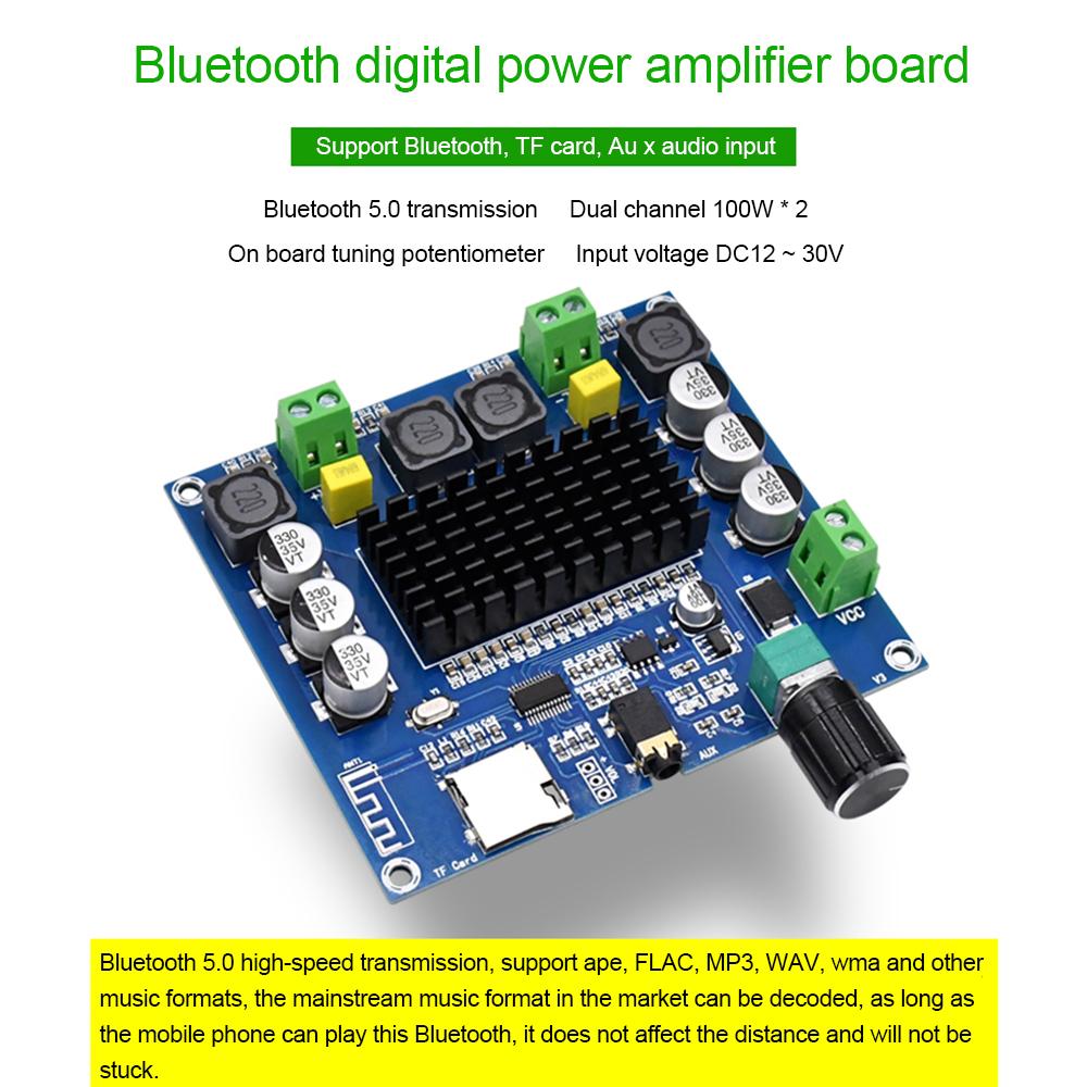 Изображение товара: XH-A105 Bluetooth 5,0 TDA7498 плата цифрового усилителя 2x100 Вт стерео аудио AMP модуль с поддержкой вспомогательной платы потенциометра