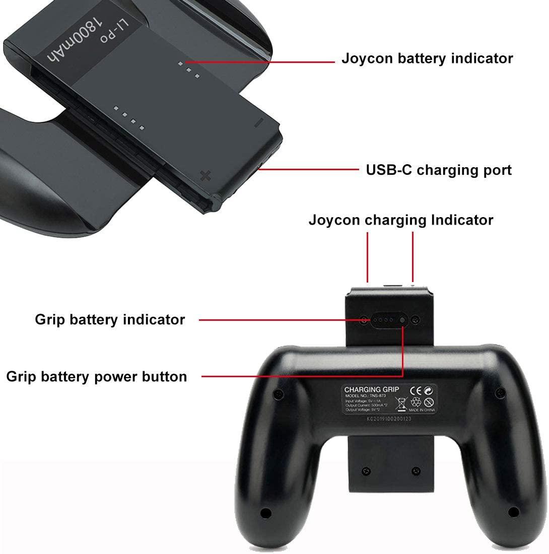 Изображение товара: Зарядное устройство Joy Con с аккумулятором 1800 мАч, 2 в 1, удобный захват для контроллера Nintendo Switch Joy-Con, зарядное устройство Joycon с кабелем