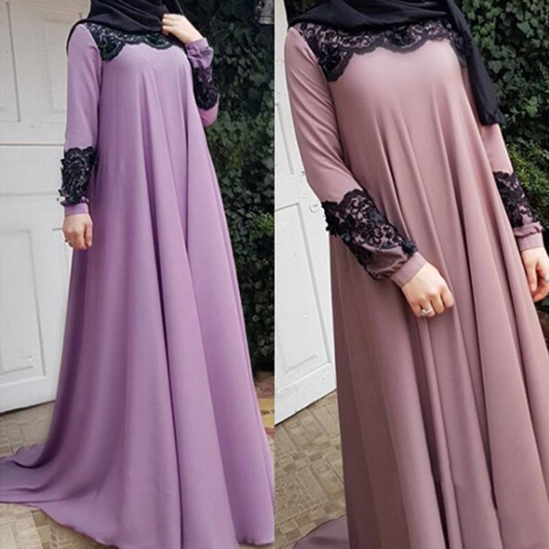 Изображение товара: Длинные платья Дубай арабские мусульманские платья женские ислам А-силуэт большие свободные Макси-платья свободного покроя Рамадан турецкая исламская одежда