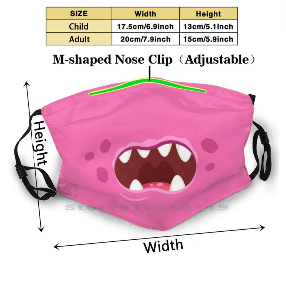 Изображение товара: Многоразовая маска с принтом рта монстра Pm2.5 фильтр маска для лица дети монстр пасть чудовища розовый язык страшный Забавный мультфильм