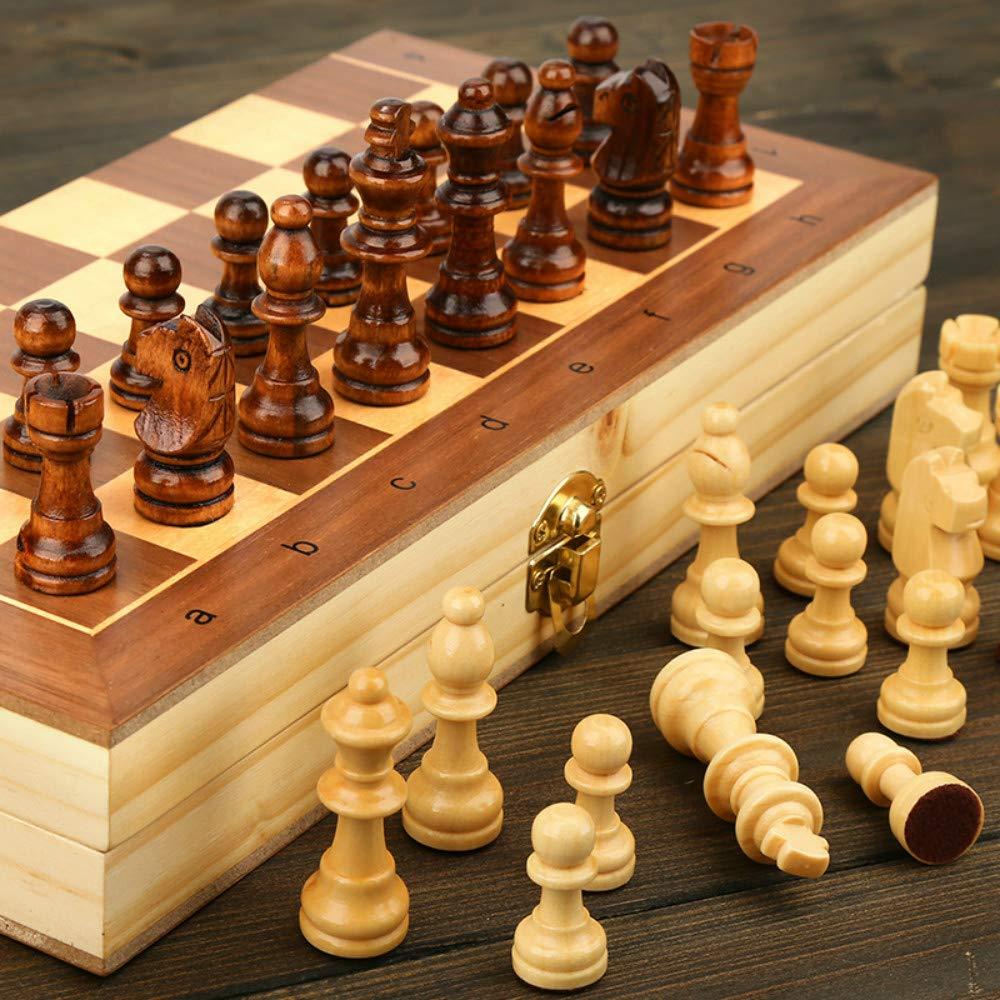 Изображение товара: Магнитный деревянный складной Шахматный набор с войлочной игровой доской, для хранения, для взрослых и детей, для начинающих, большие шахматы 39 х39 см