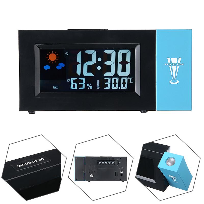 Изображение товара: СВЕТОДИОДНЫЙ цифровой проекционный будильник с функцией регулировки угла наклона и проекции времени, прикроватные часы с подсветкой, прогнозом погоды