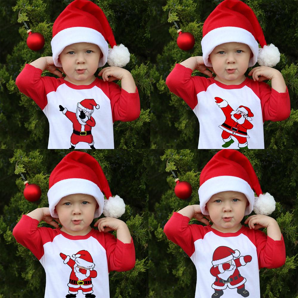 Изображение товара: Детские футболки для мальчиков и девочек, Рождественская футболка с Санта-Клаусом, детская одежда, топы, футболки, бейсбольные футболки